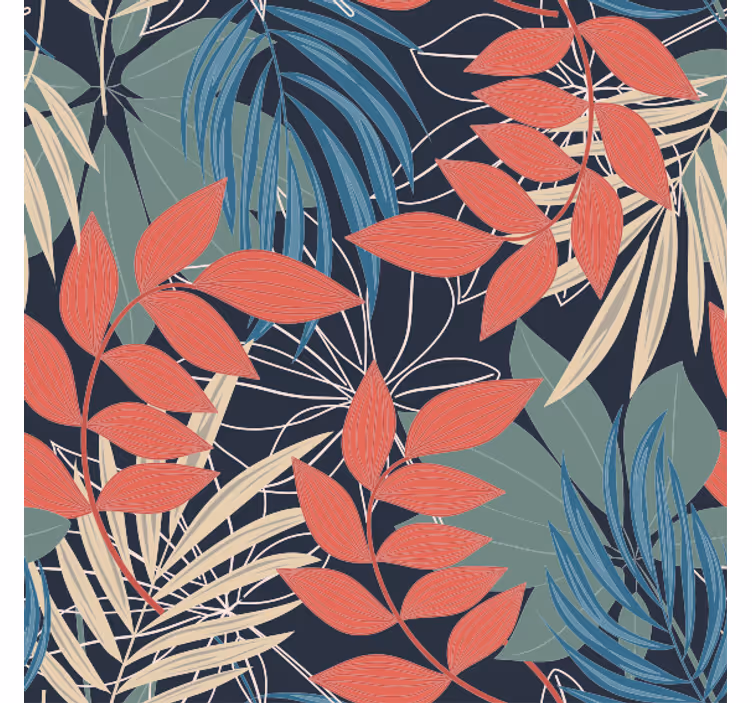 Fotomural selva padrão de fauna e flora elegante - TenStickers