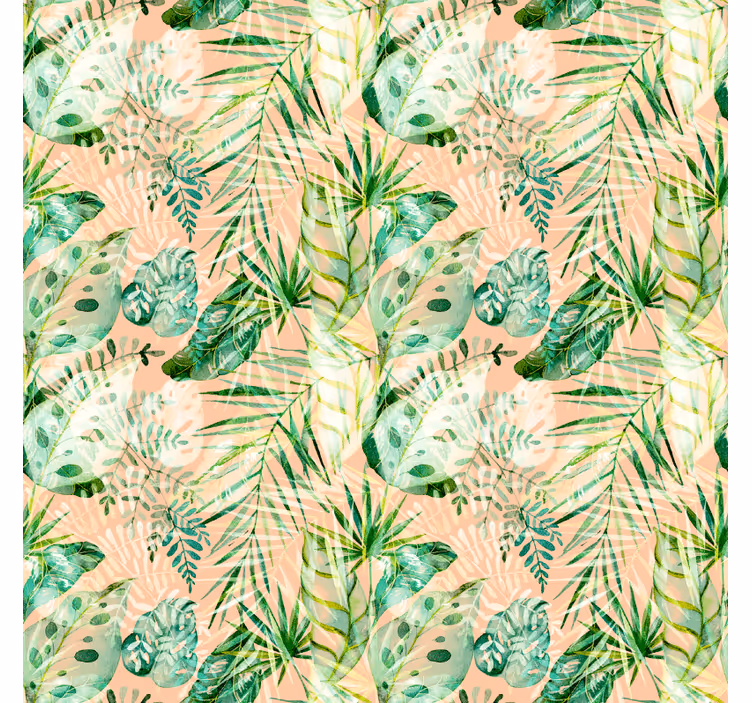 Fotomural selva com design de folhas florais rosas - TenStickers