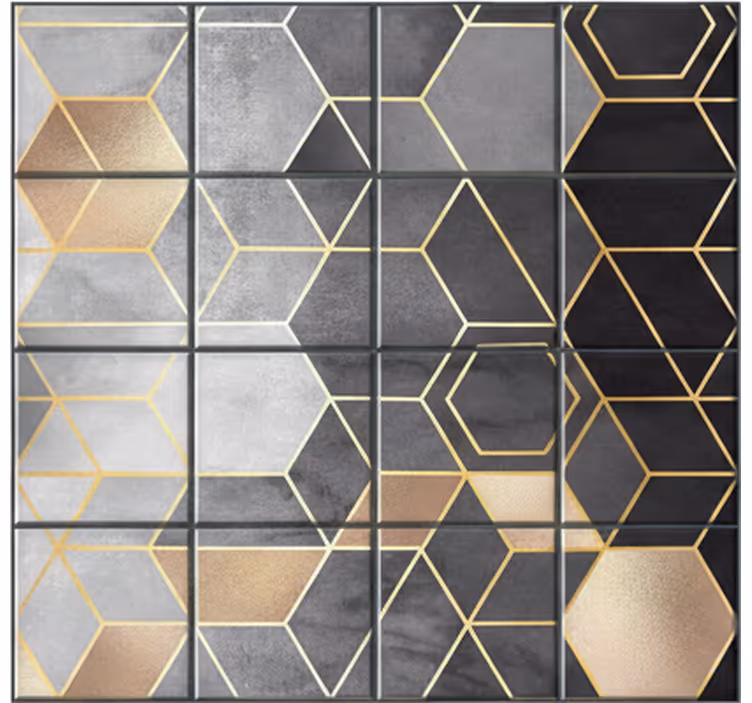 Fotomurais para casa de banho hexágonos pretos e cinzas - TenStickers