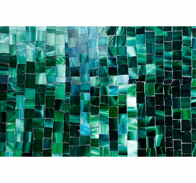 Fotomurais para casa de banho mosaico verde em degradê - TenStickers