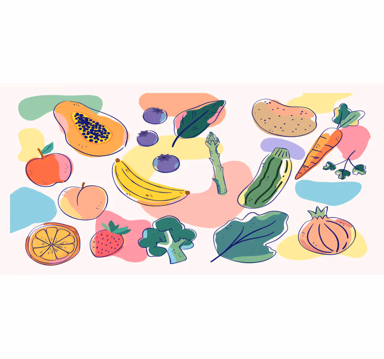 Mural de parede cozinha frutas coloridas - TenStickers