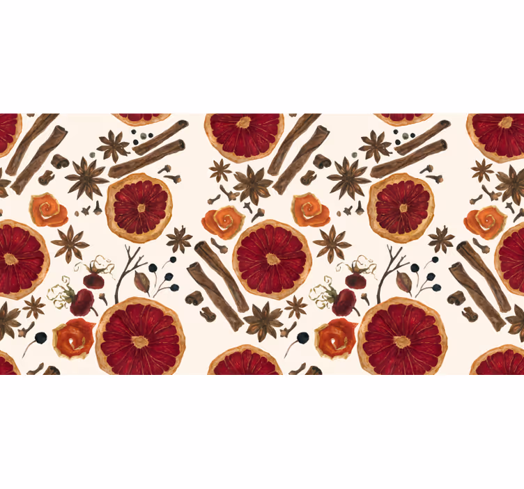 Mural de parede cozinha padrão de especiarias de inverno - TenStickers