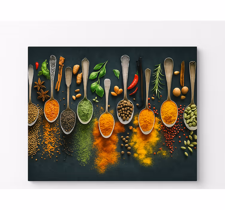 Mural de parede cozinha especiarias em colheres - TenStickers