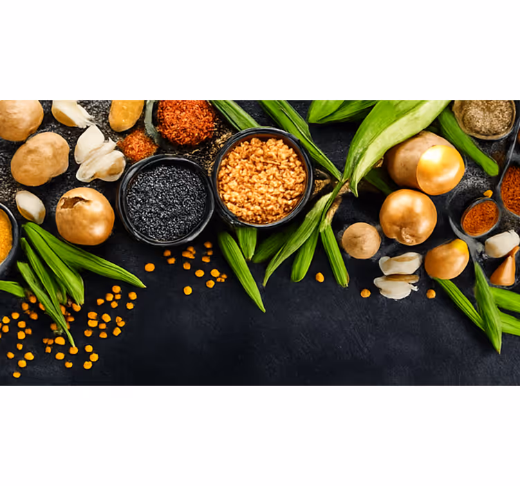 Mural de parede cozinha vegetais e especiarias - TenStickers