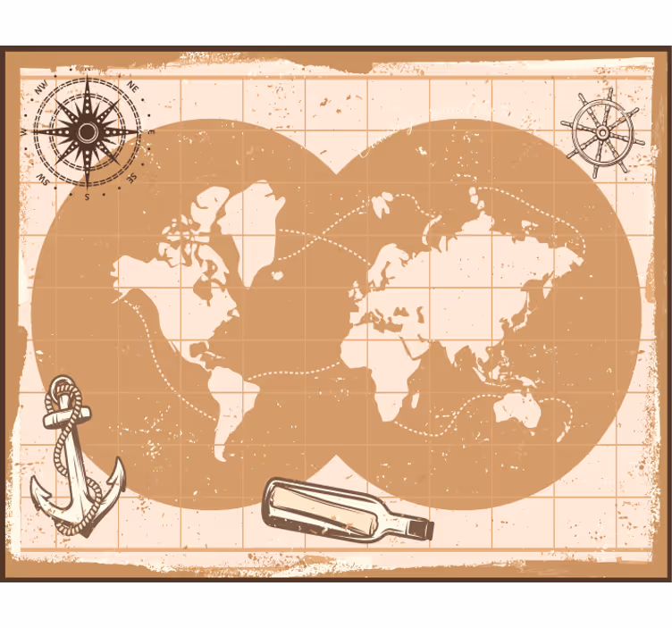 Mural de parede bege e mousepad de mapa mundial elegante - TenStickers