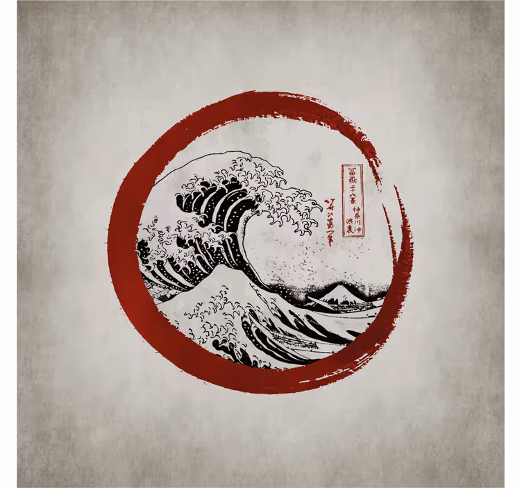 Mural de parede bege a grande onda de kanagawa - TenStickers