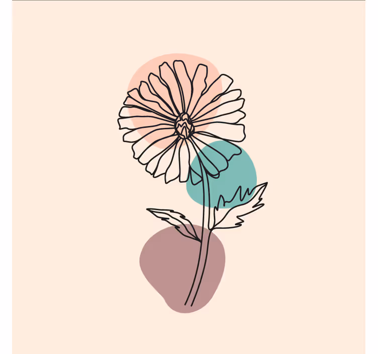 Mural de parede bege com arte de flor margarida - TenStickers