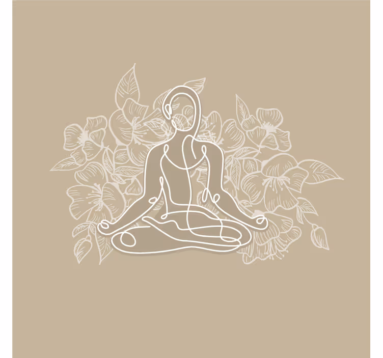 Mural de parede bege com tapete de yoga mulher meditando - TenStickers
