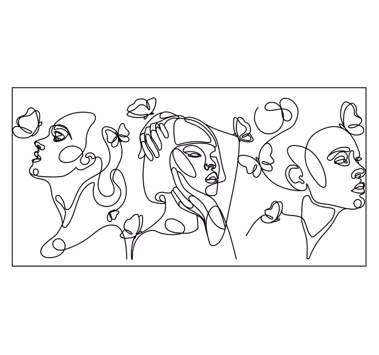 Mural de parede branco silhueta de três mulheres - TenStickers