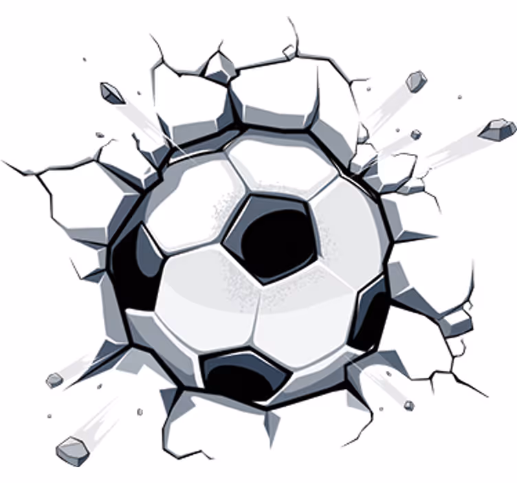 Mural de parede branco vinil 3d infantil futebol - TenStickers