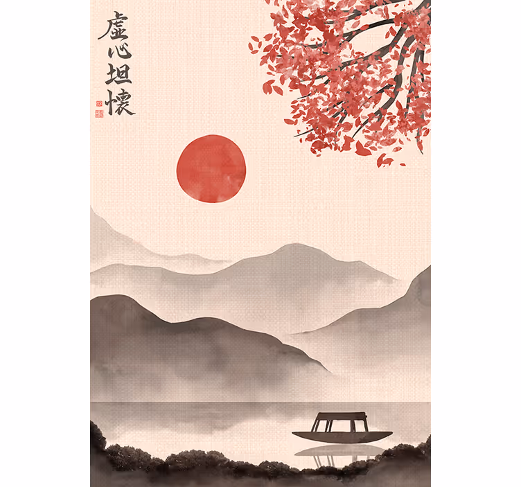Mural de parede bege estilo japandi - TenStickers