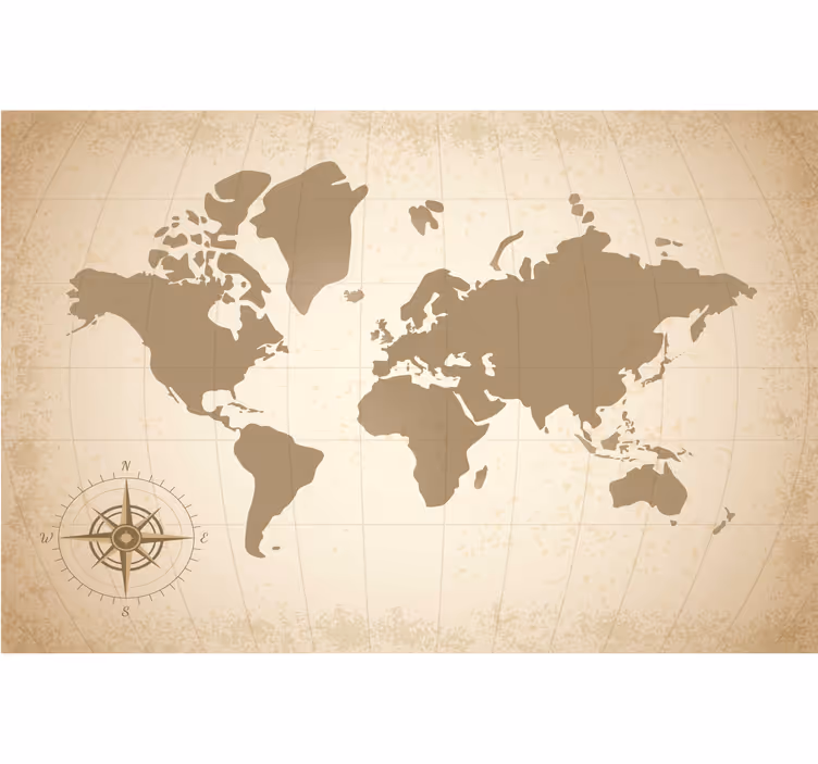 Mural de parede bege com mapa-múndi vintage antigo - TenStickers