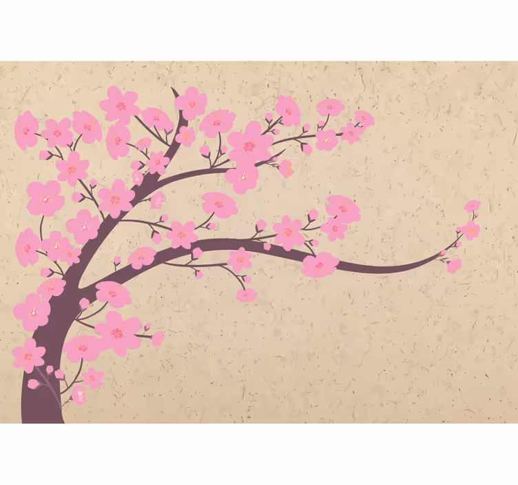 Mural de parede bege flores rosas com fundo bege - TenStickers