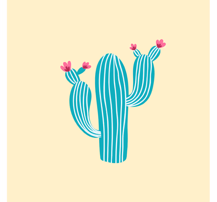 Mural de parede amarelo cactos e flores em tons pastel - TenStickers
