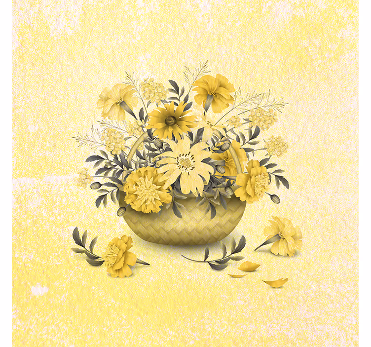 Mural de parede amarelo com lindas flores amarelas - TenStickers