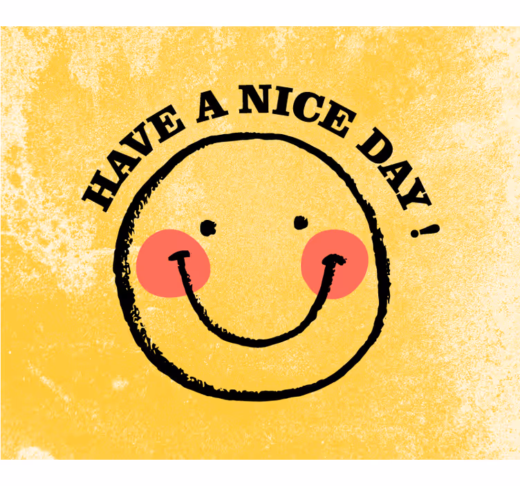 Mural de parede amarelo com design de carinha feliz - TenStickers