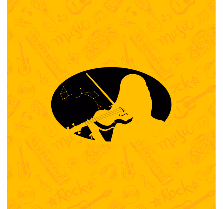 Mural de parede amarelo silhueta de violinista inspirado - TenStickers