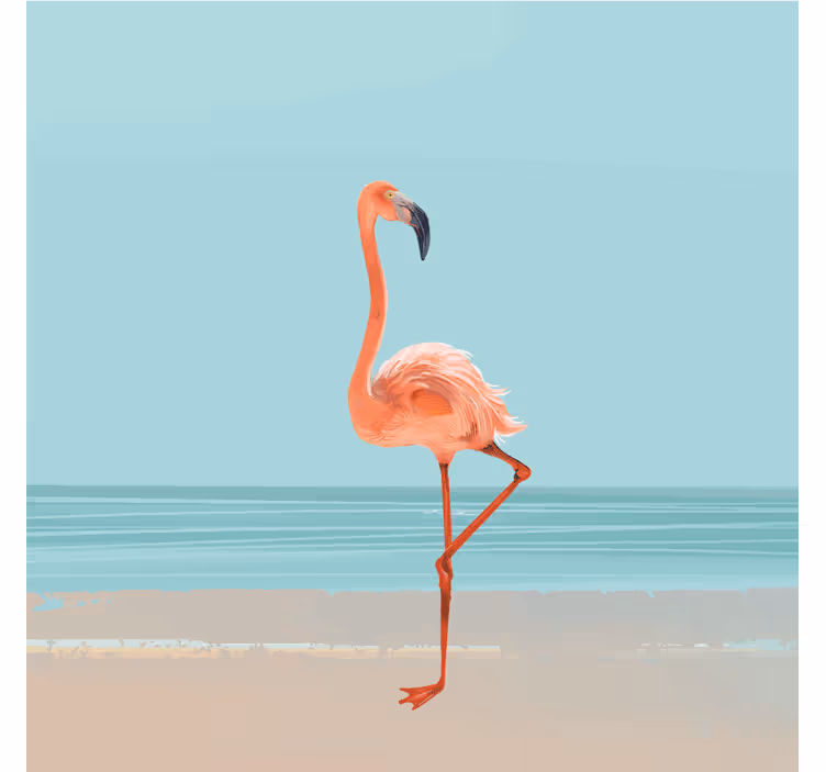 Mural de parede azul com flamingo na areia - TenStickers