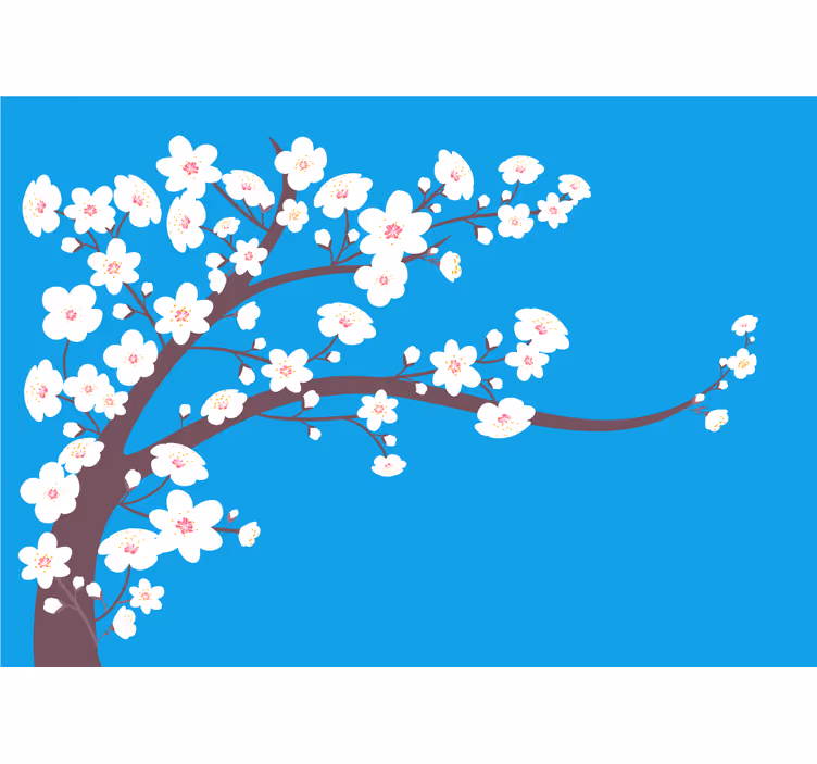Mural de parede azul flores brancas sobre fundo azul - TenStickers