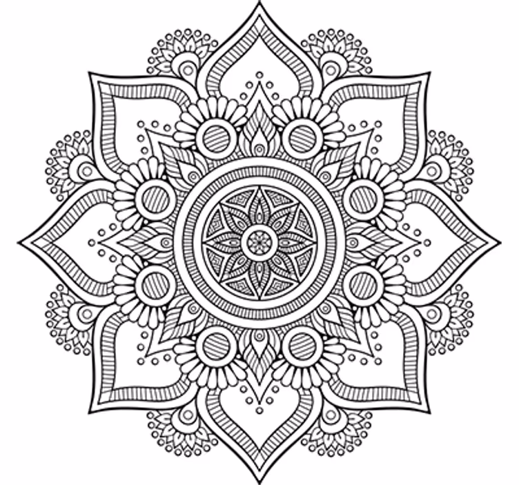 Mural de parede branco com adesivos mandala florais - TenStickers