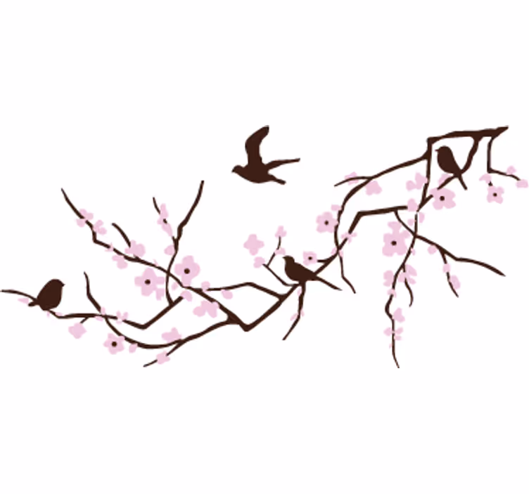 Mural de parede branco com vinil decorativo de aves - TenStickers