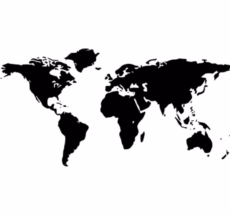 Mural de parede branco com mapa mundi simplificado - TenStickers