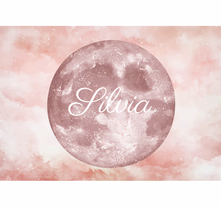 Mural de parede rosa lua com nome - TenStickers