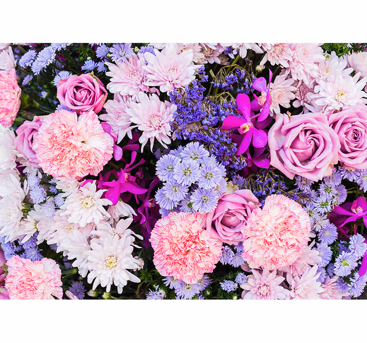 Mural de parede rosa com flores coloridas - TenStickers