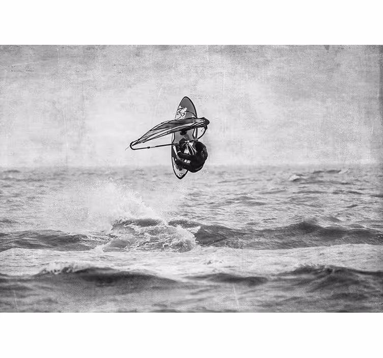 Mural de parede cinzento windsurf preto e branco - TenStickers
