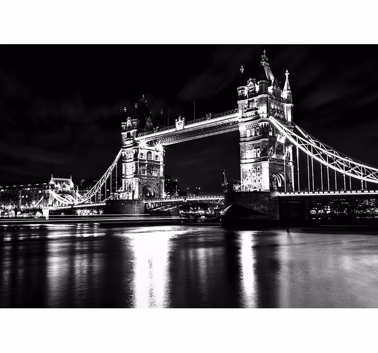 Mural de parede preto ponte da londres à noite - TenStickers
