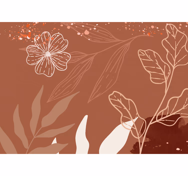 Mural de parede terracota com design de folhas minimalistas - TenStickers