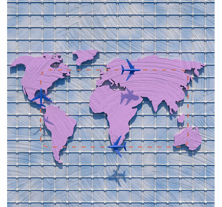 Mural de parede roxo mapa-múndi artístico - TenStickers