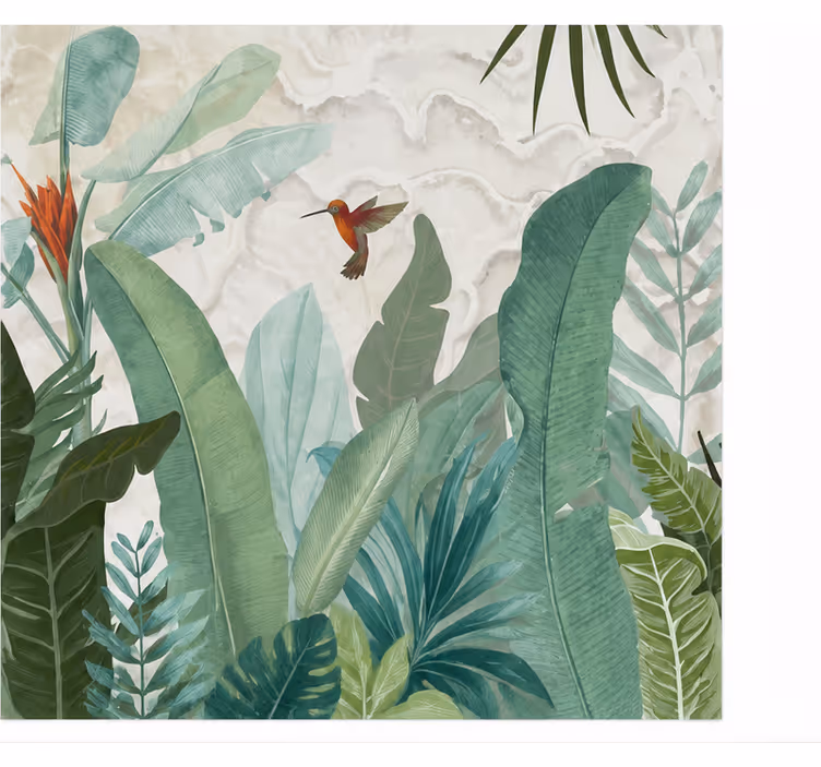 Mural de parede natureza beija-flor na selva ilustrado - TenStickers