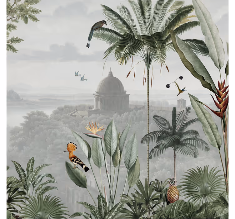 Mural de parede natureza vista do templo tropical - TenStickers