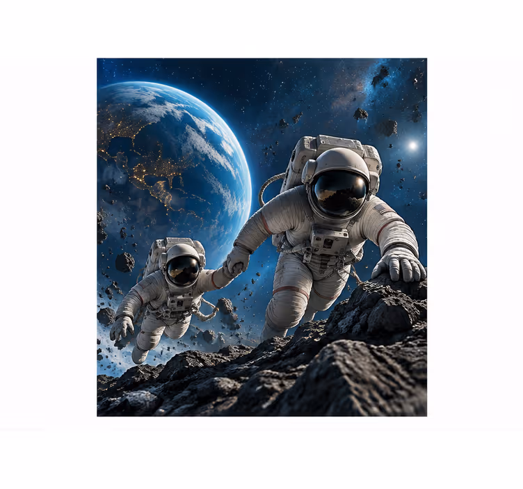 Mural de parede azul astronautas sob pressão - TenStickers