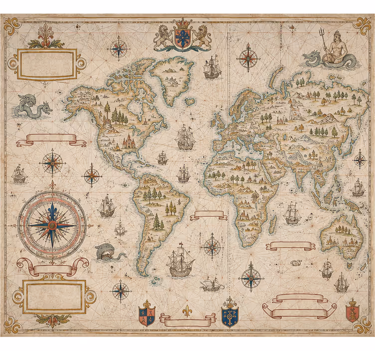 Mural de parede mapa mundial vintage - TenStickers
