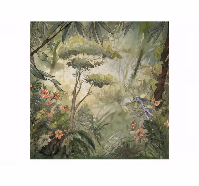 Mural de parede natureza aquarela selva tropical - TenStickers