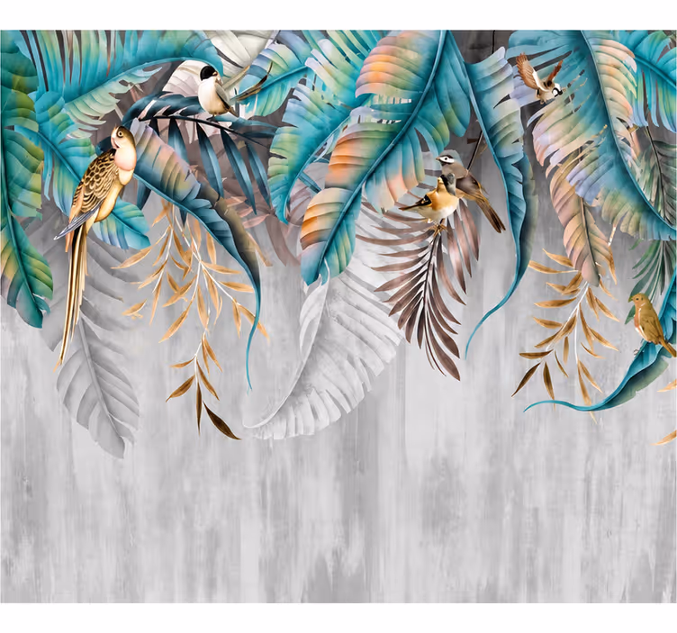 Mural de parede natureza folhas de tucano coloridas - TenStickers