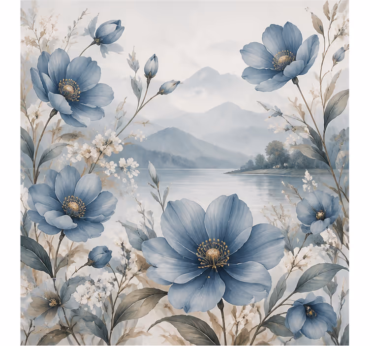 Mural de parede natureza flor azul - TenStickers