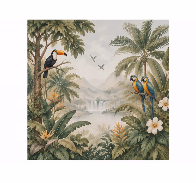 Fotomural selva com pássaros - TenStickers