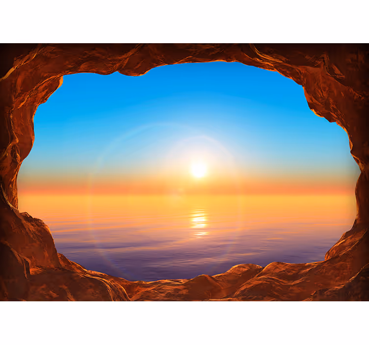 Murais de Parede 3D Gruta para o Mar - TenStickers