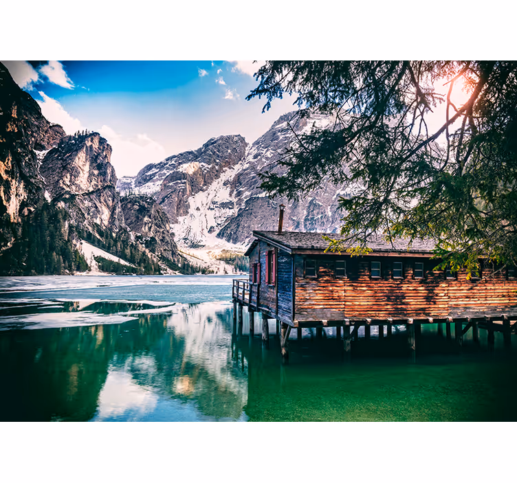 Fotomurais de paisagens Braies lake - TenStickers