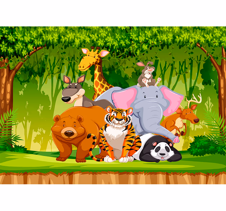 Mural de parede infantil animais selvagens - TenStickers