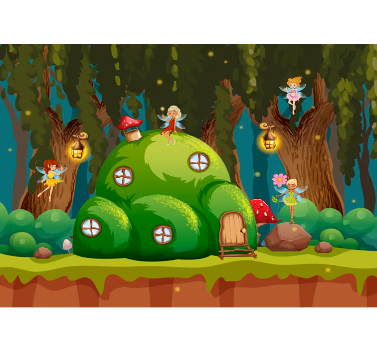Mural de parede fantasía fada floresta encantada - TenStickers