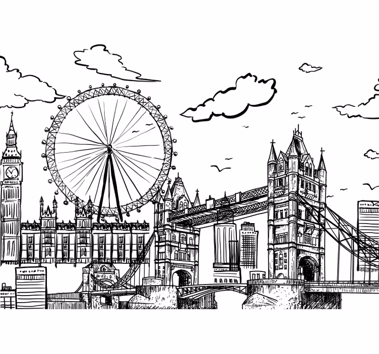 Fotomural de cidades Desenho de Londres - TenStickers