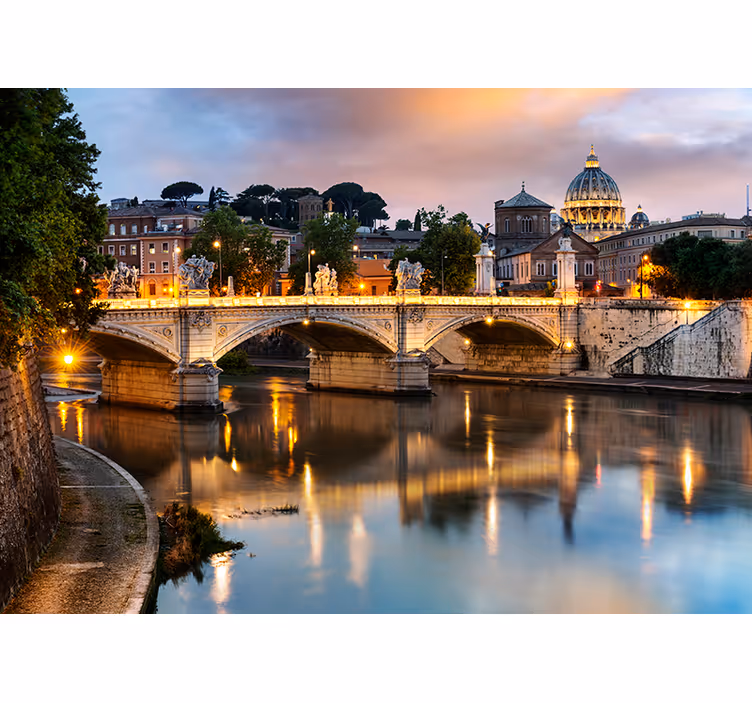 Fotomural de cidades Vista de Roma a partir de Tevere - TenStickers