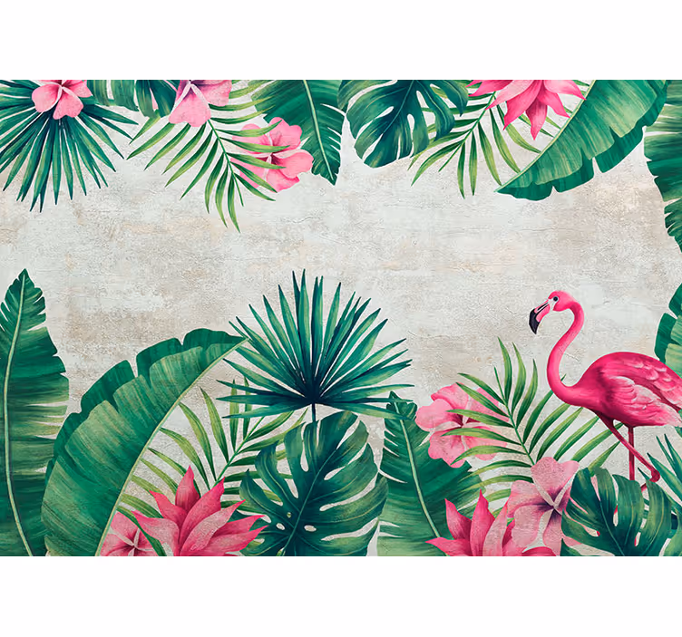 Fotomurais de paisagens Flamingos e palmas - TenStickers