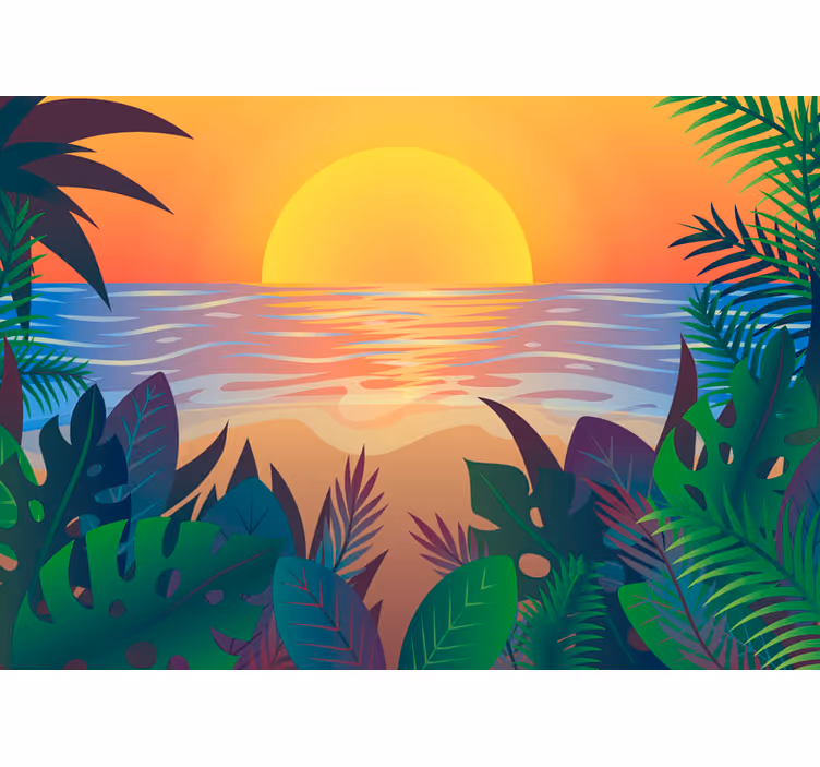 Mural de parede natureza paisagem do crepúsculo tropical - TenStickers