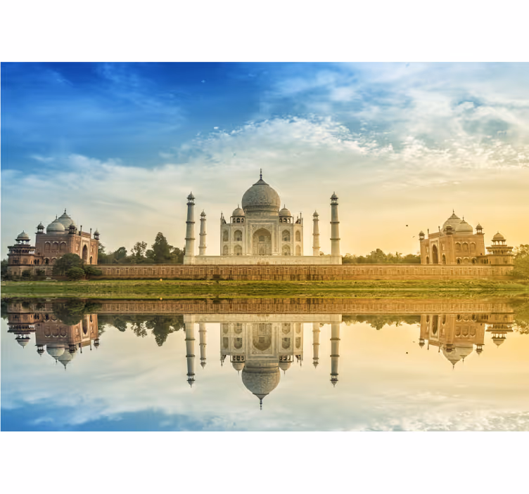 Fotomurais cidades e países imagem espelhada do taj mahal - TenStickers