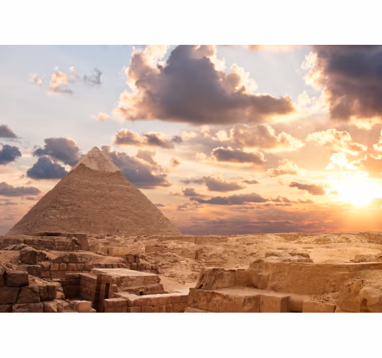Fotomurais cidades e países vista do pôr do sol da pirâmide - TenStickers